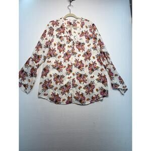 Floral Vneck Blouse-size XL form 14 & Union office travel peasant